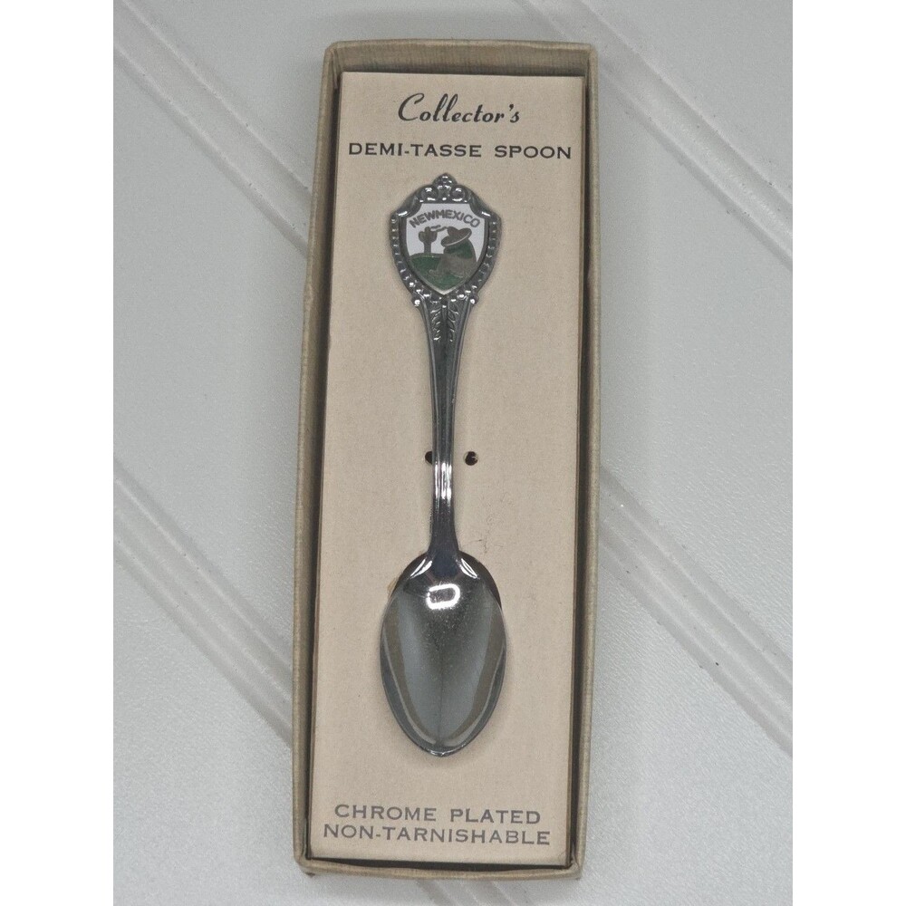 Vintage Collector's Demi-Tasse Spoon Chrome Plated Non-Tarnishable New Mexico